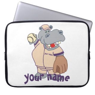 Personalized Baseball Hippo Laptop Computer Sleeves