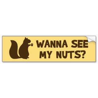Wanna See My Nuts?   Funny Squirrel Lovers Humor Bumper Sticker