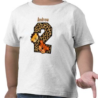 2nd Birthday Leopard Tiger Lion 2 Year Old Tee Shirts