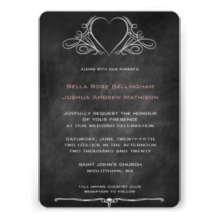 Chalkboard Heart Swirls Wedding Invitation