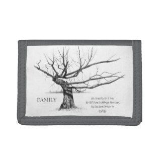 Gnarly Tree FAMILY  Original Pencil Drawing Tri fold Wallet