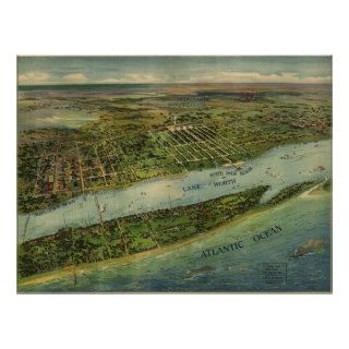 Palm Beach County FL 1915 Antique Panoramic Map Poster
