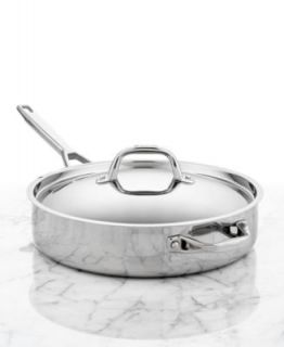 Anolon Tri Ply Stainless Steel 12.75 Covered Skillet   Cookware   Kitchen