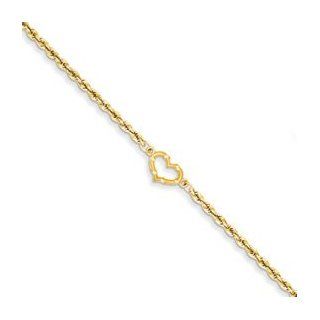 IceCarats Designer Jewelry 14K Open Heart Rope Anklet In 10 Inch IceCarats Jewelry