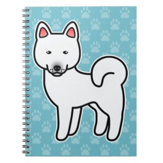 White Cartoon Akita Spiral Notebooks