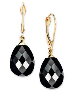 10k Gold Earrings, Faceted Onyx Leverback Earrings   Earrings   Jewelry & Watches