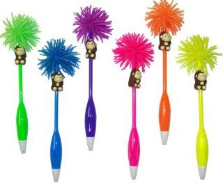 Inkology Lil Funky Munkey Pet Novelty Ball Point Pens, Medium Point, Black Ink, 4 Assorted Colors, 6 Pens per Pack (145 4)  Ballpoint Stick Pens 