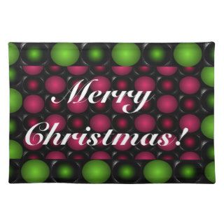 Red Green bubbles 3D Merry Christmas placemats 3