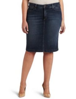 NYDJ Women's Plus Size Emma Skirt, Blue, 14W