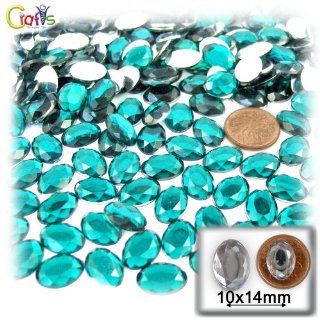 The Crafts Outlet 144 Piece Flat Back Oval Rhinestones, 14mm, Aqua Blue