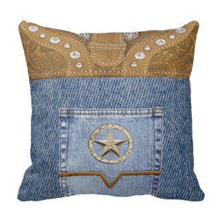 "Blue Jeans & Leather" Western Pillow