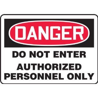 Accuform Signs MADM141VP Plastic Safety Sign, Legend "DANGER DO NOT ENTER AUTHORIZED PERSONNEL ONLY", 10" Length x 14" Width x 0.055" Thickness, Red/Black on White Industrial Warning Signs