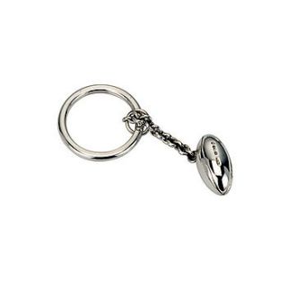 silver rugby ball keyring by hersey silversmiths