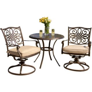 Hanover Outdoor Traditions 3 Piece Bistro Set with Cushions