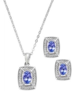 Sterling Silver Necklace, Tanzanite (3/4 ct. t.w.) and Diamond Accent Oval Pendant   Necklaces   Jewelry & Watches