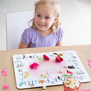 personalised alphabet child's placemat by scarlett willow ltd