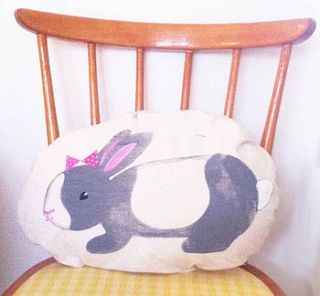 children's printed girl rabbit cushion by little dandies