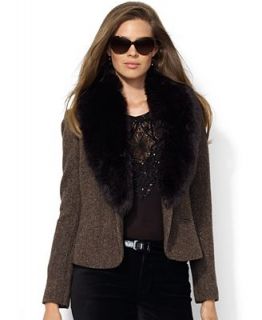 Lauren Ralph Lauren Faux Fur Shawl Collar Tweed Blazer   Jackets & Blazers   Women