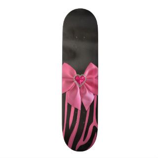 Beautiful chic elegant silk fabric effects zebra skate board