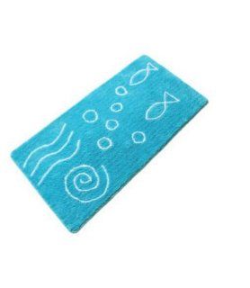 Absorbent Non Slip 70*140cm Rugs Light Blue Fish   Area Rugs