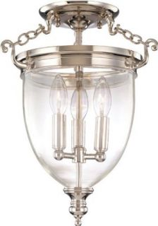 Hudson Valley Lighting 140 PN Hanover 3 Light Semi Flush Ceiling Fixture, Polished Nickel   Close To Ceiling Light Fixtures  