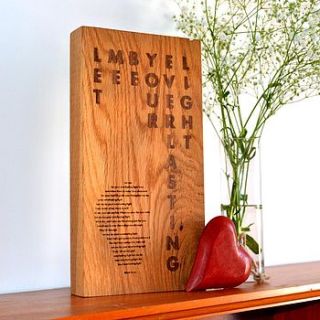 personalised wedding wood block by made lovingly made