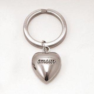 silver amour heart keyring by tales from the earth