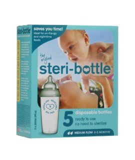 Steribottle BPA Free 0 3 Months Baby Bottles Medium Flow, Clear, 5 Count  Steri Bottles  Baby