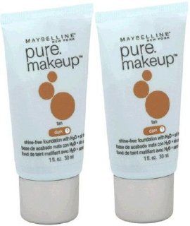 Maybelline Pure Makeup Foundation 1 TAN (PACK OF 2 Tubes)  Mascara  Beauty