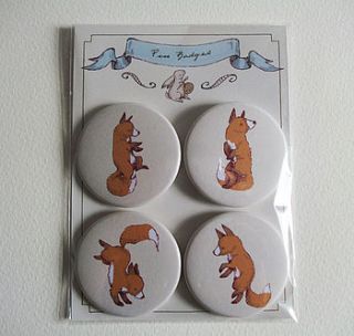 dancing fox badge pack by kat whelan illustrations