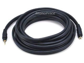 Monoprice 15ft Premium 3.5mm Stereo Male to 3.5mm Stereo Female 22AWG Extension Cable (Gold Plated)   Black Electronics