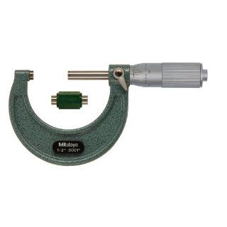 Mitutoyo 103 136 Outside Micrometer, Friction Thimble, 1 2" Range, 0.0001" Graduation, +/ 0.0001" Accuracy Micrometer Heads