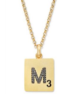 Scrabble� 14k Gold over Sterling Silver Black Diamond Accent Initial Pendant Necklaces   Necklaces   Jewelry & Watches
