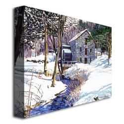David Lloyd Glover 'Snow Mill' Gallery Wrapped Canvas Art Trademark Fine Art Canvas