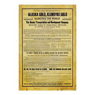 Vintage Alaskan Klondike Gold Rush Travel Poster