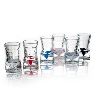 Glass Male Torso Hunk Shot Glasses (Set of 6) Danya B Shot Glasses