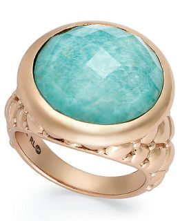 Bronzarte ite and and White Quartz Doublet Ring in 18k Rose Gold over Bronze   Rings   Jewelry & Watches