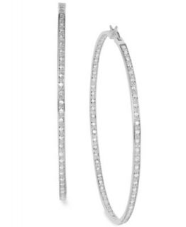 Sterling Silver Earrings, Diamond Accent Large Hoop Earrings   Earrings   Jewelry & Watches