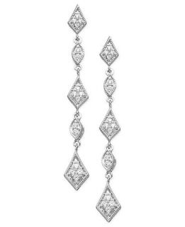 Diamond Earrings, Sterling Silver Diamond Drop Earrings (1/5 ct. t.w.)   Earrings   Jewelry & Watches