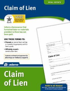 Adams Claim of Lien Form, 8.5 x 11 Inch, White (LF136)  Legal Forms 