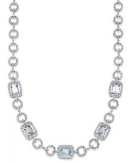 Bronzarte London Blue Topaz (1 1/2 ct. t.w.) and Blue Topaz (3 1/6 ct. t.w.) Station Necklace in 18k Rose Gold over Bronze   Necklaces   Jewelry & Watches