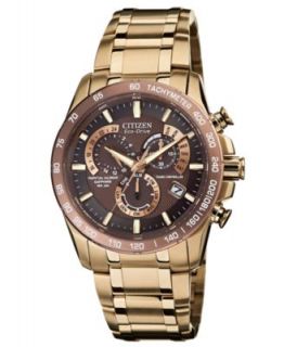 Seiko Watch, Mens Chronograph Solar Aviator Gold Tone Stainless Steel Bracelet 43mm SSC008   Watches   Jewelry & Watches