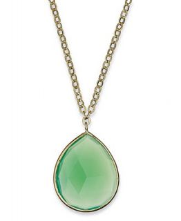 10k Gold Necklace, Pear Cut Green Onyx Pendant (6 3/4 ct. t.w.)   Necklaces   Jewelry & Watches
