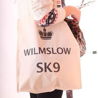 postcode tote bag by tailored chocolates and gifts