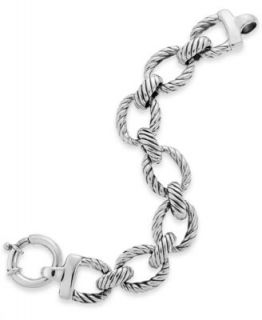 Sterling Silver Bracelet, 8 Textured Link Bracelet   Bracelets   Jewelry & Watches