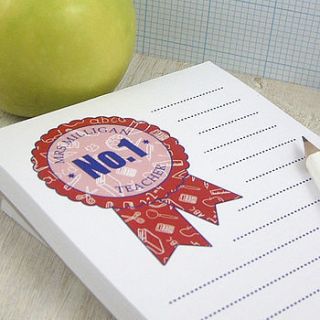 'number one teacher' notepad by xoxo stationery