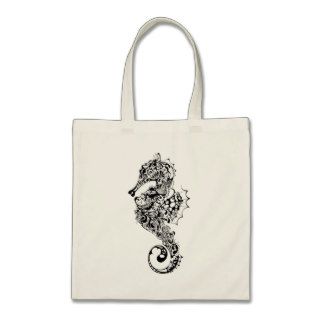 Black & White Tattoo Design Sea Horse Tote Bag