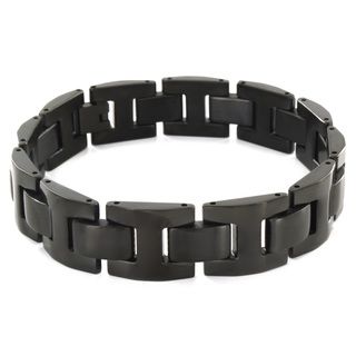 Crucible Stainless Steel Men's Black Link Bracelet West Coast Jewelry Men's Bracelets