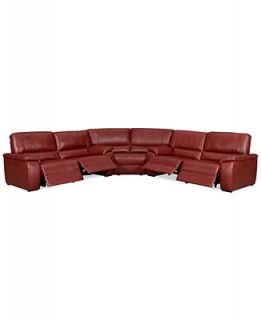Marchella Leather Reclining Sectional Sofa, 3 Piece Power Recliner (2 Sofas & Wedge) 148W x 148D x 39H   Furniture