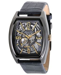 Kenneth Cole New York Watch, Mens Automatic Black Croco Leather Strap 40mm KC1895   Watches   Jewelry & Watches